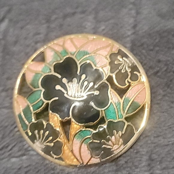Cloisonne Beautiful vintage floral cutout brooch. - Picture 4 of 5